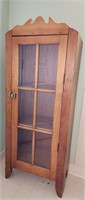 Country Pine Glass Door Cupboard Cabinet