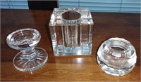 3 Gorgeous 1970's Heavy Crystal Candle Holders!