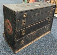 24” Antique Wood & Metal Tool Chest