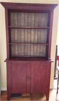 Tall Red Country Cupboard 2 Door Cabinet