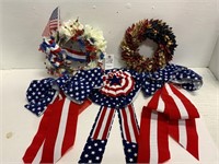 Stars and Stripes Bows & 2 Patriotic Wreaths
