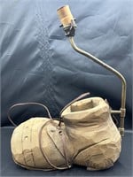 12” Antique Wood Shoe Lamp