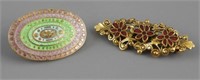 (2) Vintage Freirich brooches to include: lilac