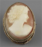 Victorian shell cameo brooch with 800 mark