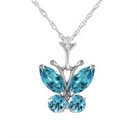14K White Gold Butterfly Natural Topaz Necklace