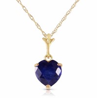 14K Yellow Gold Natural Heart Sapphire Necklace