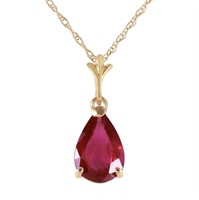 14K Solid Yellow Gold Natural Ruby Necklace