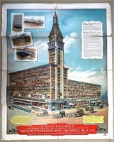 1900 Mont. Ward color litho Estab. poster 23x28