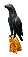 Carved Wood Raven Sculputure