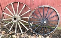 2pcs- antique wooden wheels up to 44"