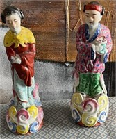 11 - PAIR OF ASIAN FIGURINES 11"T (F151)