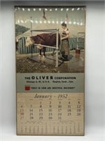 Oliver Corporation Large 1952 Calendar w/ Scene