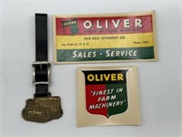 Oliver Crawler Watchfob, Dealer Sticker, and Decal