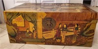 Vintage Chinese Hand Painted/Decoupage Trunk