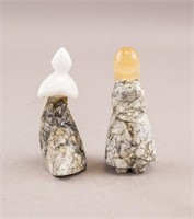 Two USSR Selenite Stone Carved Figurines