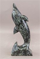 American Soapstone Carved Dolphin Sculpture