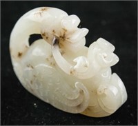 Chinese Hetian White Jade Carved Swan Toggle