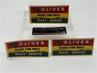 3 Oliver Dealer Stickers and Serial Number Sticker