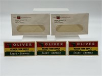 3 Oliver Dealer Stickers and 2 Oliver Envelopes
