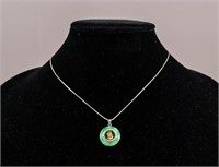 Chinese Hardstone Pendant 18K Gold-plated Necklace