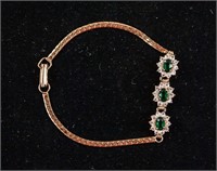 Green Crystal Gold-plated Bracelet