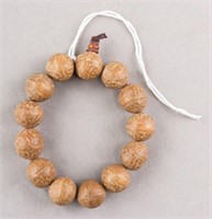 Chinese Carved Nut Beads Bracelet