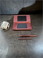 Red Nintendo DS with Charger, Stylus & Bag