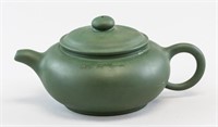 Chinese Green Zisha Teapot Signed