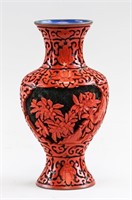 Chinese Red Lacquer Porcelain Vase