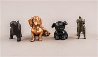 Four Brass & Metal Dog Sculptures