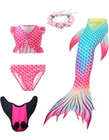 NEW $40 (7-8Y) 5-Pcs Girls Mermaid Tail Swimsuit