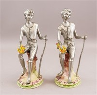 Pair of Italian Silver-plated Peltro Sculptures