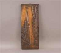 Hungarian Copper Wall Decor Plaque Signed c.1985