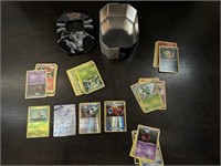 Pokemon card lot and Metal Tin