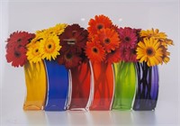 Framed Print Rainbow Flowers and Vases