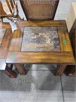WOOD & SLATE TOP ACCENT TABLE 24" X 26" X 21.5"