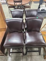 4 COUNTER HEIGHT LEATHER SWIVEL STOOLS