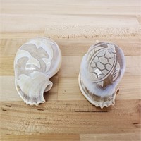 Lot Of 2 Beautifully Carved Seashells