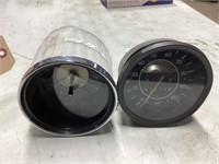 One speedometer and one clock
