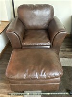 Durablend Blended Leather Chair with Ottoman