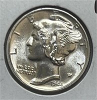 1944D Mercury Dime Full Split Bands GEM BU