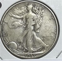 1937D Liberty Half Dollar Choice