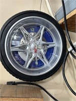 Rubber Tire Rim Clock - Hand Lights Up