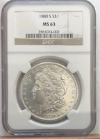 1880S Morgan Silver Dollar NCG MS63