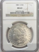 1881S Morgan Silver Dollar NCG MS63