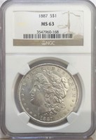 1887P Morgan Silver Dollar NGC MS63