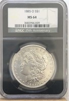 1885O Morgan Silver Dollar NGC MS64