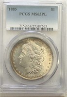 1885P Morgan Silver Dollar PCGS MS63 PL