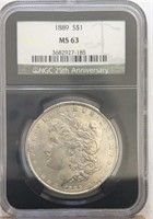 1889P Morgan Silver Dollar NGC MS63
