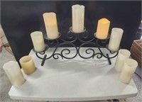 Metal candle holder with battery operated